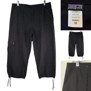 Patagonia Cargo Pants Lightweight Outdoor Adjustable Cuff Hem Black Women Sz 10